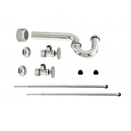 Westbrass Standard Pedestal Lavatory Kit - Round Handles in Polished Nickel D1538L-05